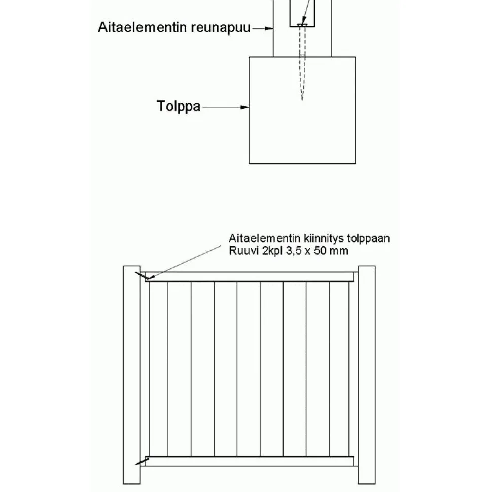 Aitatolppa K02/125R 125x125 mm sahapintainen ruskea
