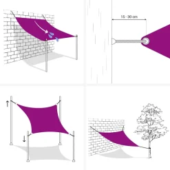 Aurinkopurje Oxford-kangas suorakaide 5x6 m musta (35769)
