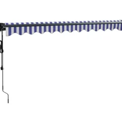 Automaattisesti sisäänkelattava markiisi sininen/valkoinen 3x2,5 m