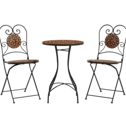 bistropöytäsarja Mosaiikki sinivalkoinen rauta ja keramiikka (16353)