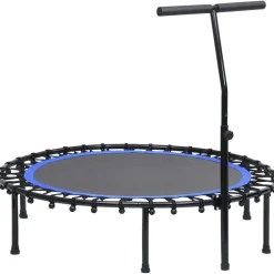 Fitness trampoliini kahvalla ja turvatyynyllä 122cm