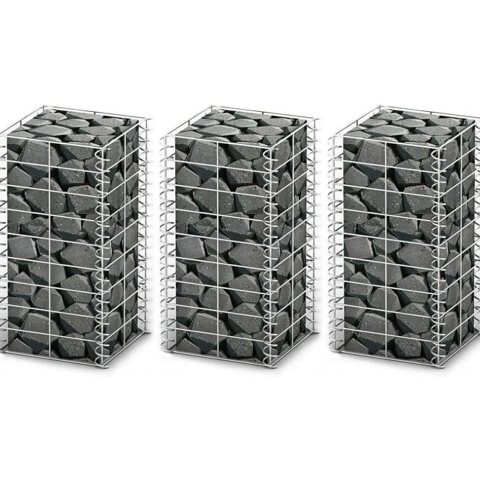 Gabion-/kivikorisarja 3kpl galvanoitu vaijeri 25x25x50cm