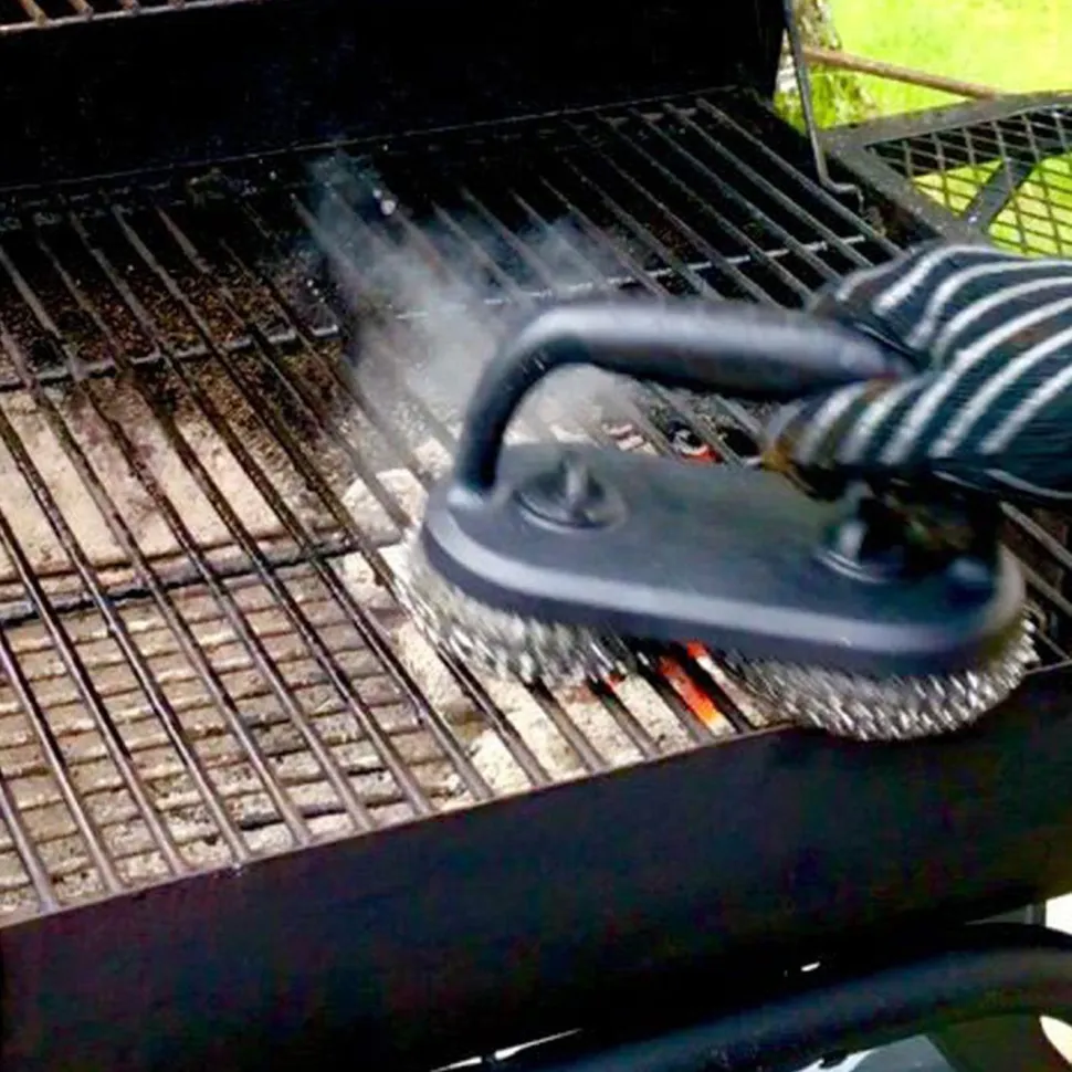 Grillin puhdistusharja Pepper, kahdella teräsvillatyynyllä