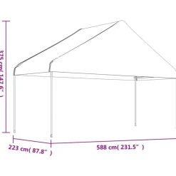 Huvimaja katolla valkoinen 6,69x5,88x3,75 m polyeteeni