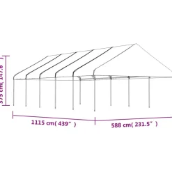 Huvimaja katolla valkoinen 11,15x5,88x3,75 m polyeteeni