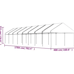 Huvimaja katolla valkoinen 17,84x4,08x3,22 m polyeteeni