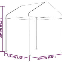 Huvimaja katolla valkoinen 4,46x2,28x2,69 m polyeteeni