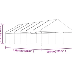 Huvimaja katolla valkoinen 13,38x5,88x3,75 m polyeteeni