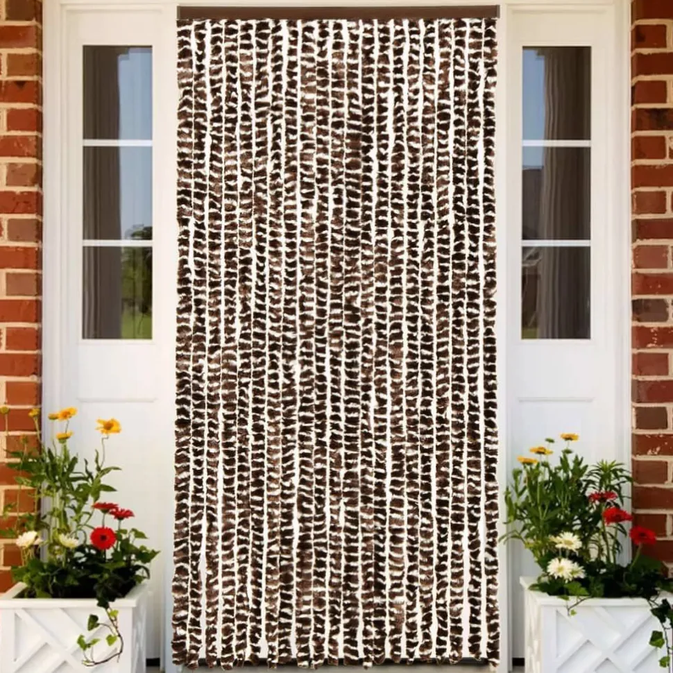 Hyönteisverho ruskea ja valkoinen 90x220 cm chenille