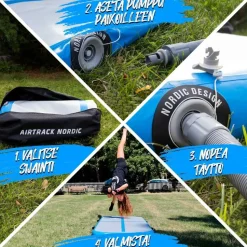 Ilmavolttipatja Airtrack Nordic Deluxe Wide sininen eri kokoja