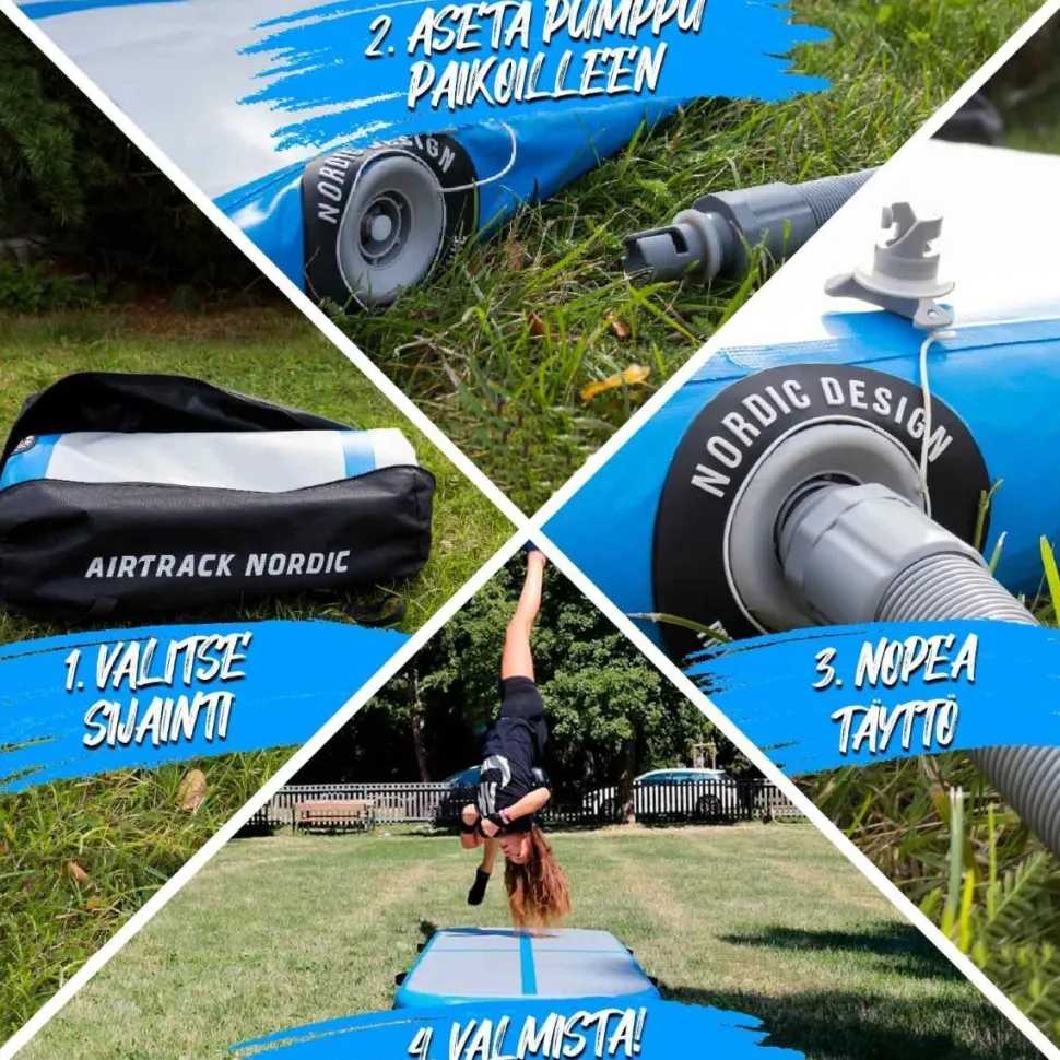 Ilmavolttipatja Airtrack Nordic Deluxe sininen eri kokoja