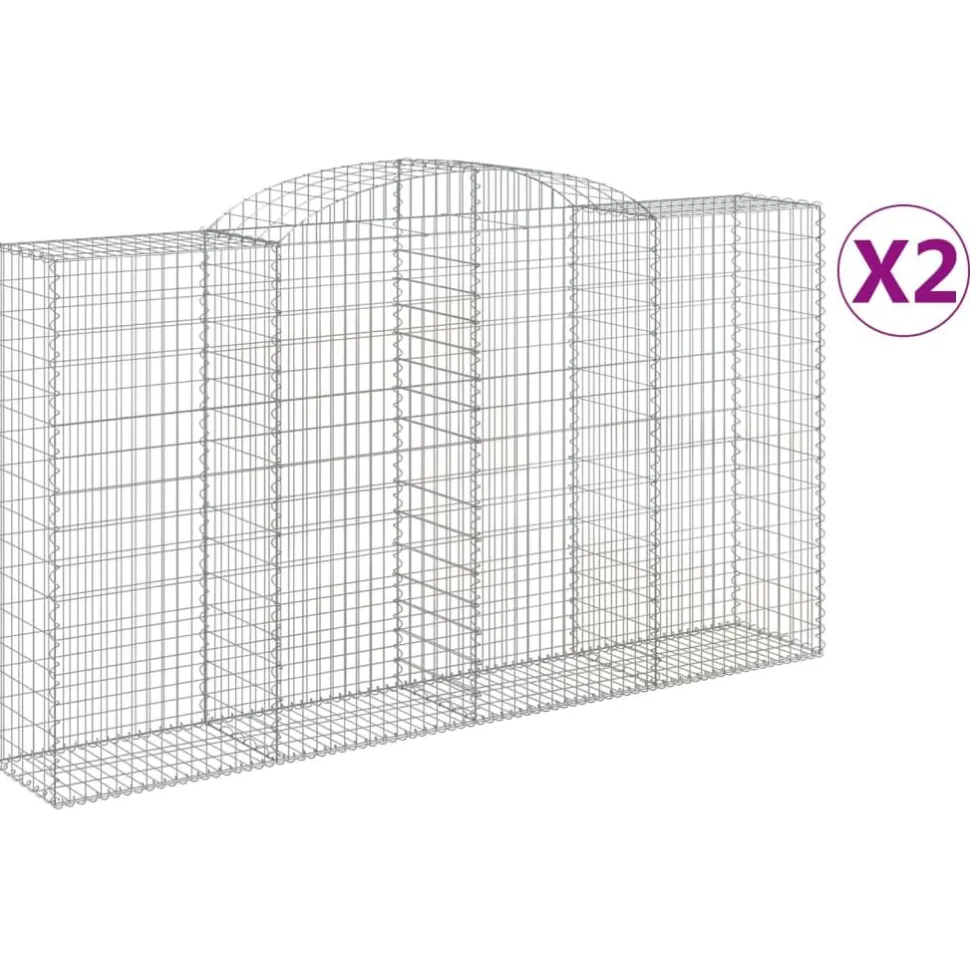 Kaareva kivikori 200x50x40/60 cm galvanoitu rauta
