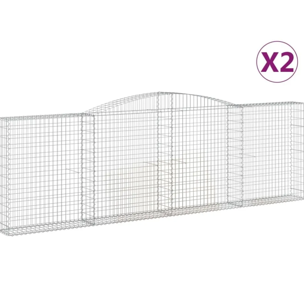 Kaareva kivikori 200x50x40/60 cm galvanoitu rauta