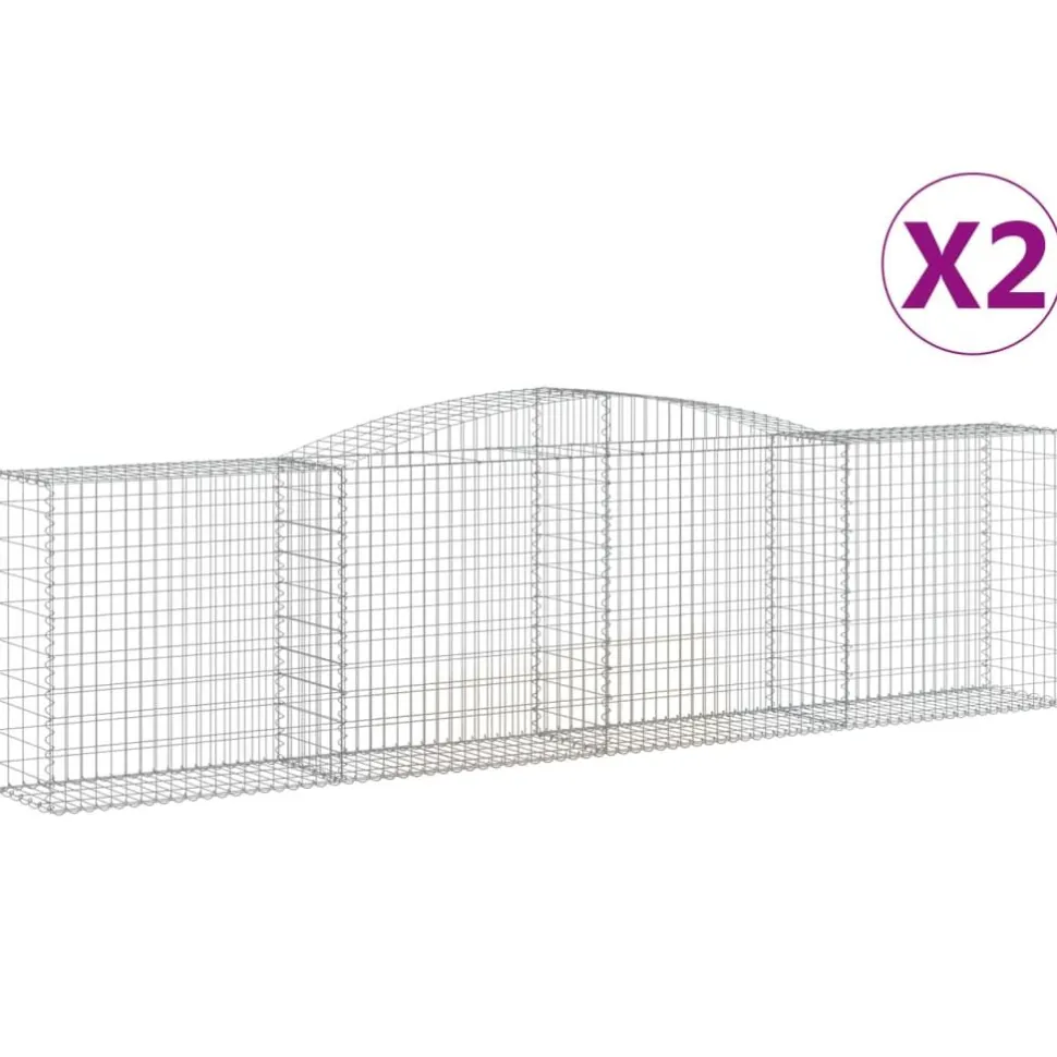 Kaareva kivikori 200x50x40/60 cm galvanoitu rauta