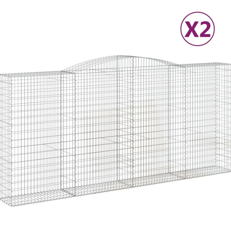Kaareva kivikori 200x50x40/60 cm galvanoitu rauta