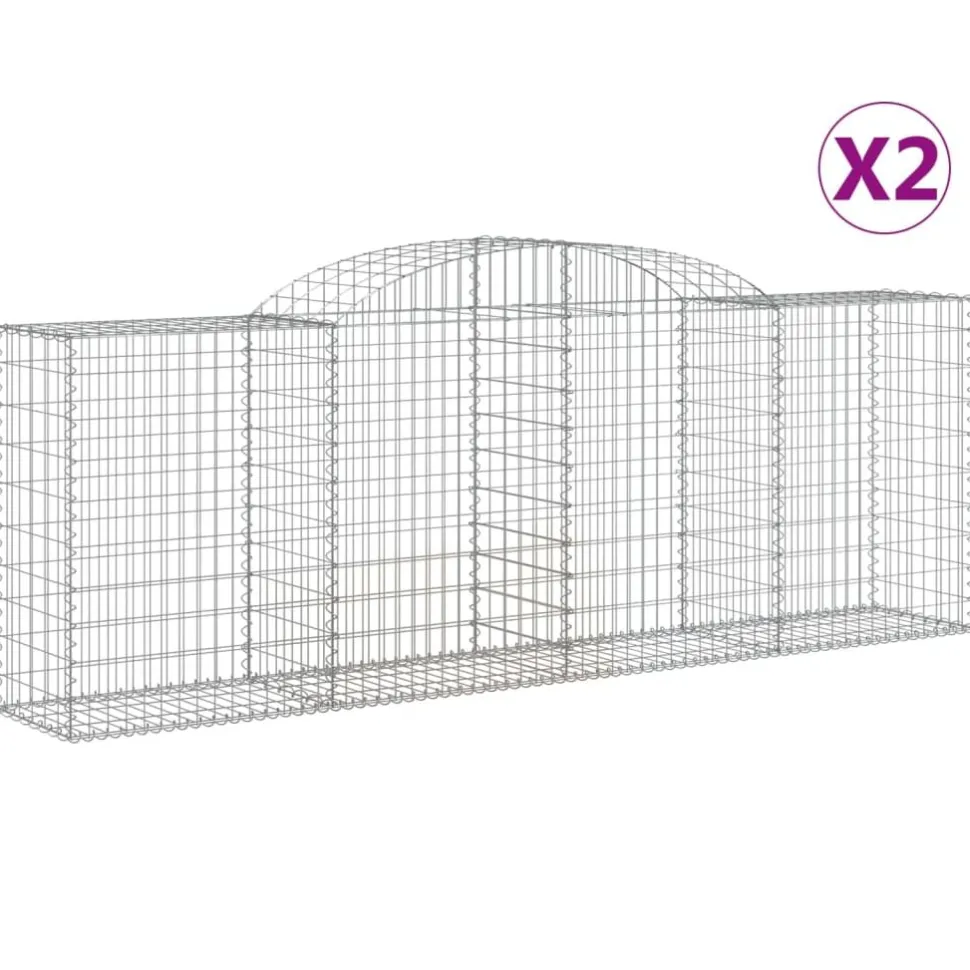 Kaareva kivikori 200x50x40/60 cm galvanoitu rauta