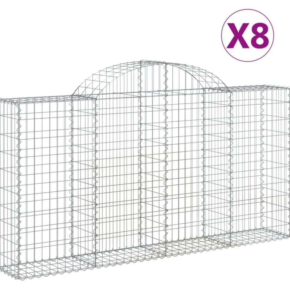 Kaareva kivikori 200x50x40/60 cm galvanoitu rauta