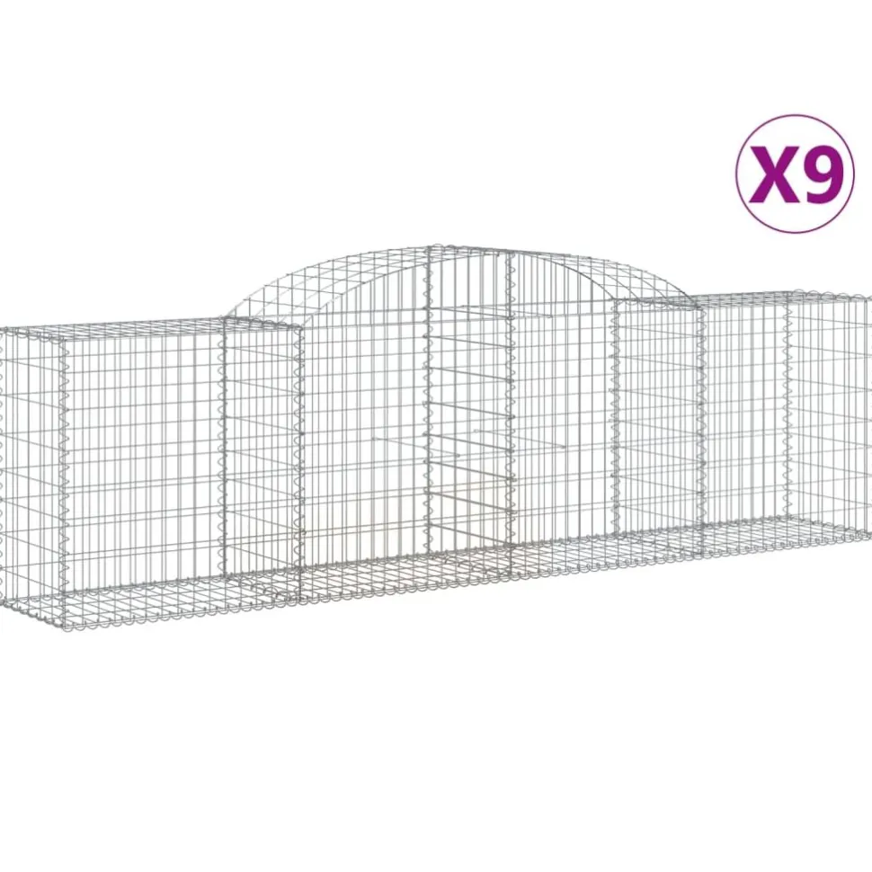 Kaareva kivikori 200x50x40/60 cm galvanoitu rauta