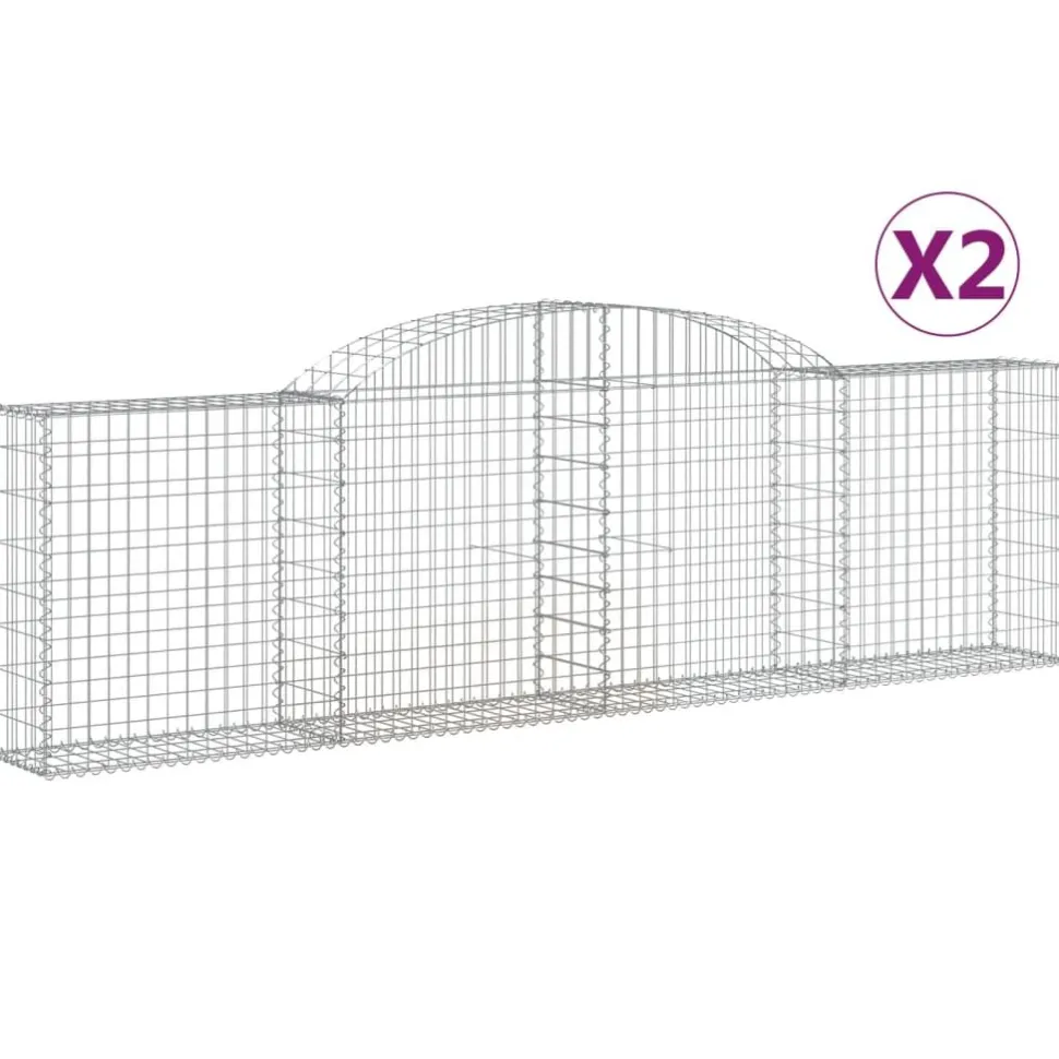 Kaareva kivikori 200x50x40/60 cm galvanoitu rauta