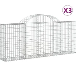 Kaareva kivikori 200x50x40/60 cm galvanoitu rauta