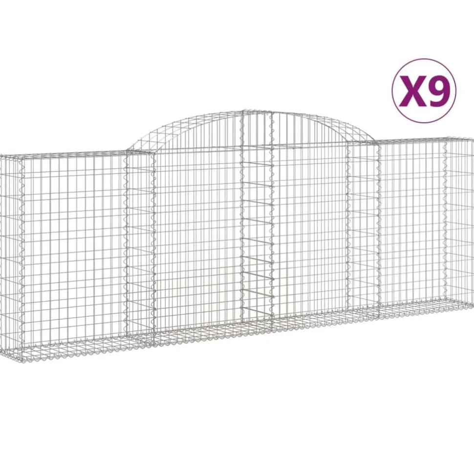 Kaareva kivikori 200x50x40/60 cm galvanoitu rauta