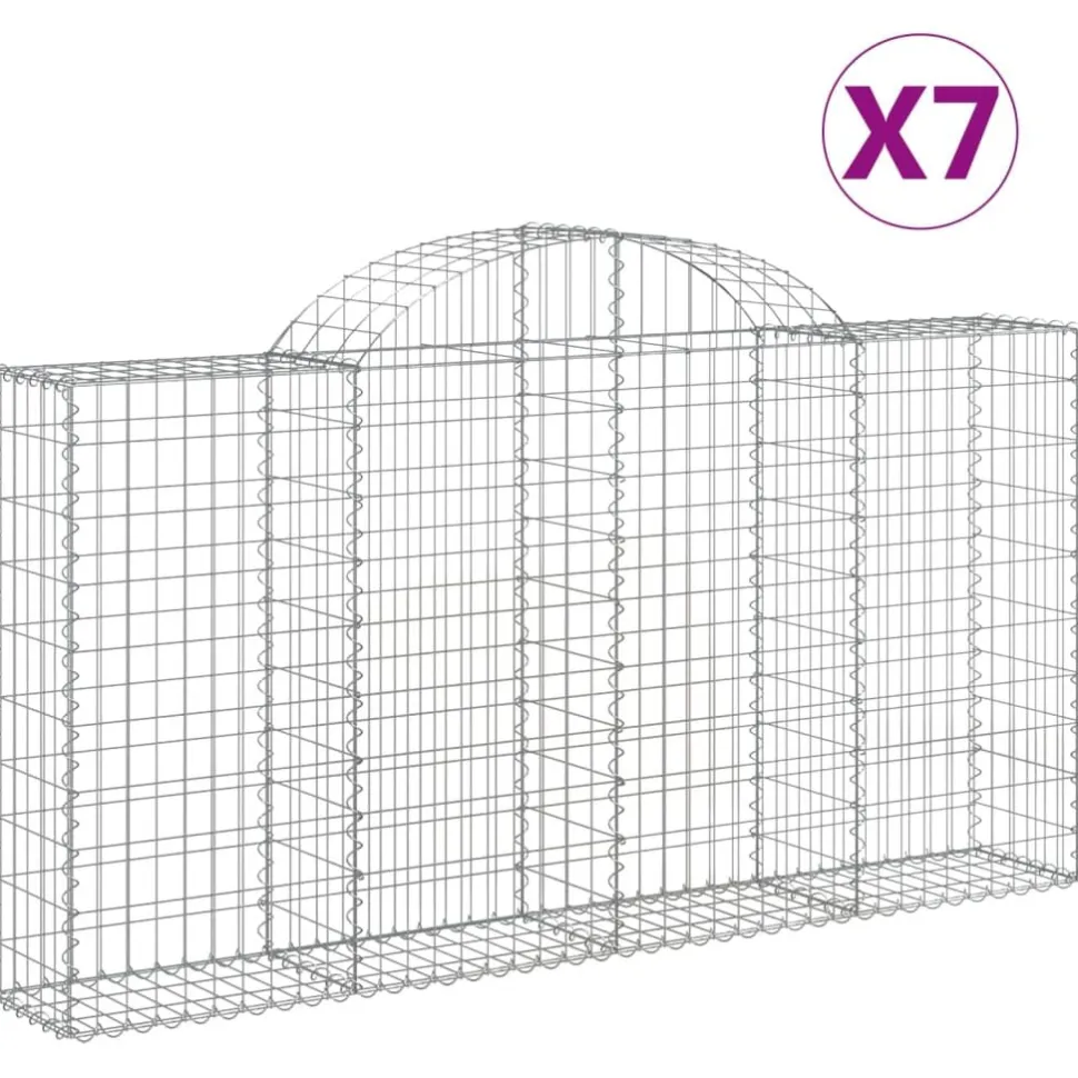 Kaareva kivikori 200x50x40/60 cm galvanoitu rauta