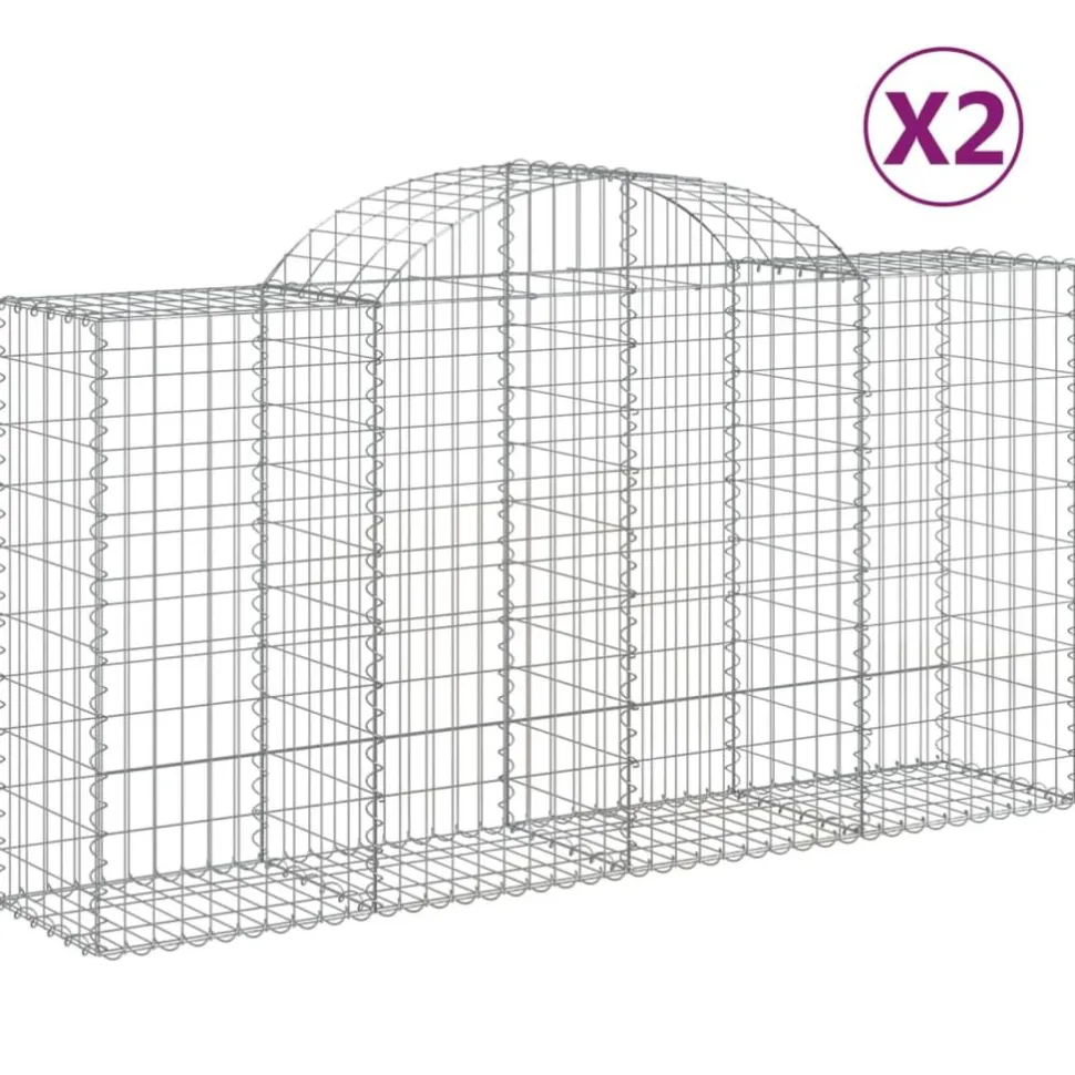 Kaareva kivikori 200x50x40/60 cm galvanoitu rauta