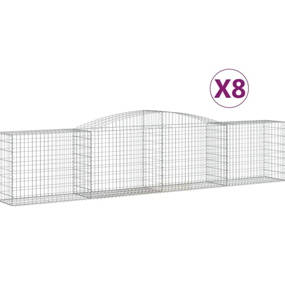 Kaareva kivikori 200x50x40/60 cm galvanoitu rauta