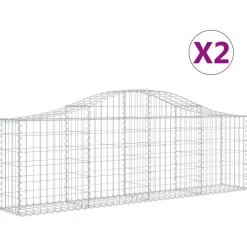 Kaareva kivikori 200x50x40/60 cm galvanoitua rautaa