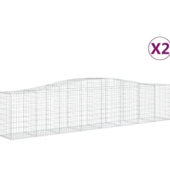 Kaareva kivikori 200x50x40/60 cm galvanoitua rautaa