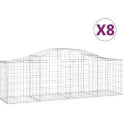 Kaareva kivikori 200x50x40/60 cm galvanoitua rautaa