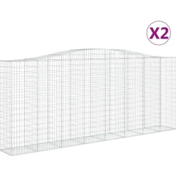 Kaareva kivikori 200x50x40/60 cm galvanoitua rautaa