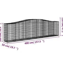 Kaareva kivikori 200x50x40/60 cm galvanoitua rautaa