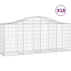 Kaareva kivikori 200x50x40/60 cm galvanoitua rautaa