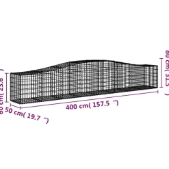Kaareva kivikori 200x50x40/60 cm galvanoitua rautaa