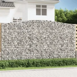 Kaareva kivikori 200x50x40/60 cm galvanoitua rautaa