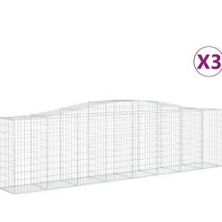 Kaareva kivikori 200x50x40/60 cm galvanoitua rautaa