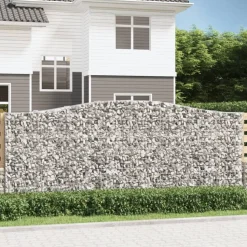 Kaareva kivikori 200x50x40/60 cm galvanoitua rautaa