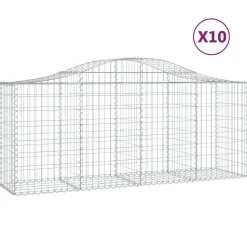 Kaareva kivikori 200x50x40/60 cm galvanoitua rautaa