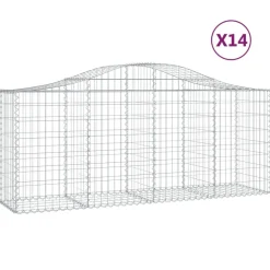 Kaareva kivikori 200x50x40/60 cm galvanoitua rautaa