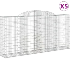 Kaareva kivikori 200x30x140/160 cm galvanoitu rauta (53487)