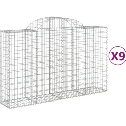 Kaareva kivikori 200x30x140/160 cm galvanoitu rauta (53487)