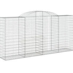 Kaareva kivikori 200x30x140/160 cm galvanoitu rauta (53487)
