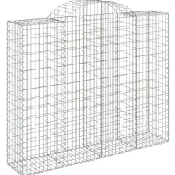 Kaareva kivikori 200x30x140/160 cm galvanoitu rauta (53487)