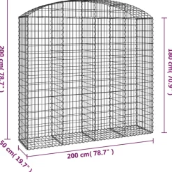 Kaareva kivikori 200x30x120/140 cm galvanoitu rauta (53466)