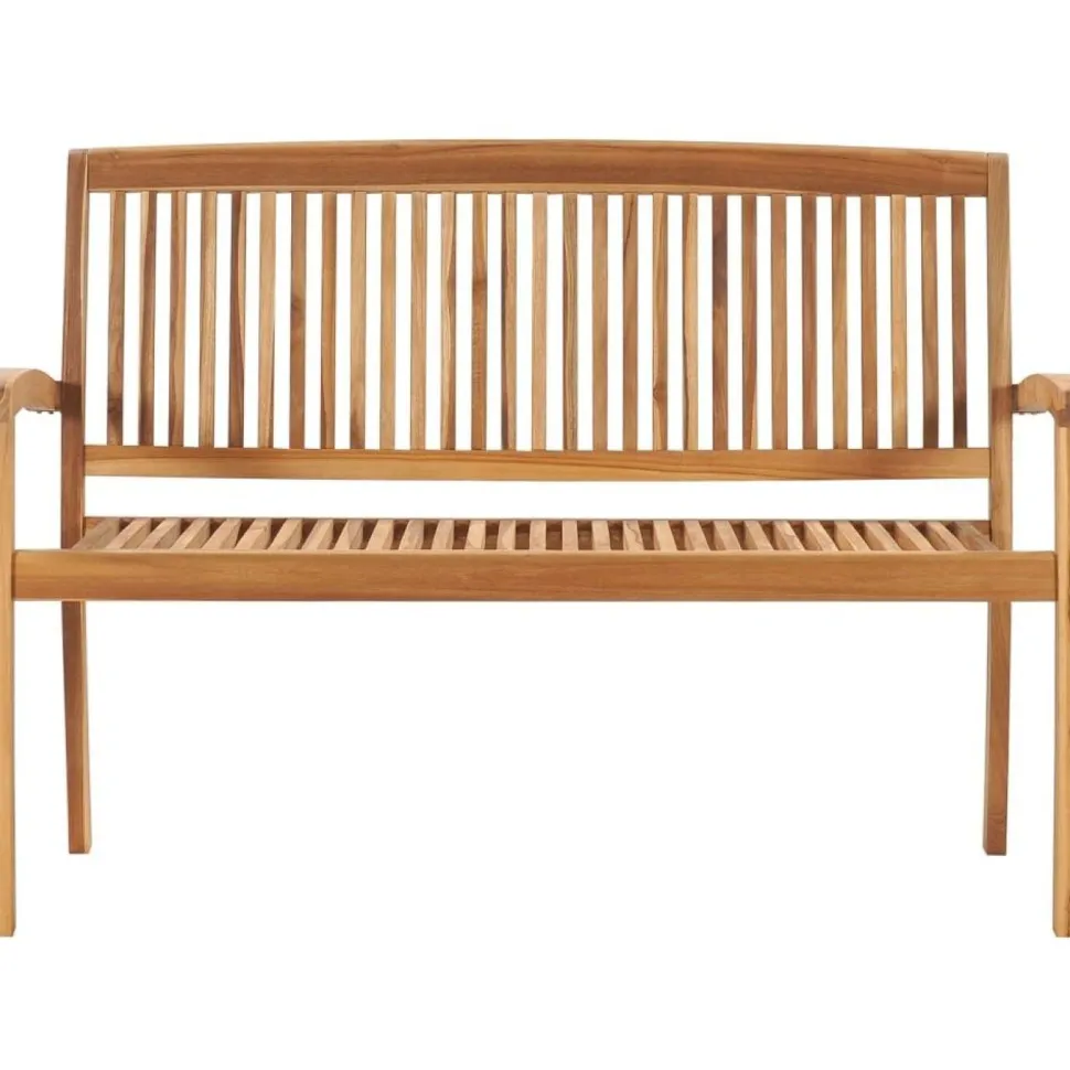 Kahdenistuttava ja pinottava puutarhapenkki 128.5 cm tiikki