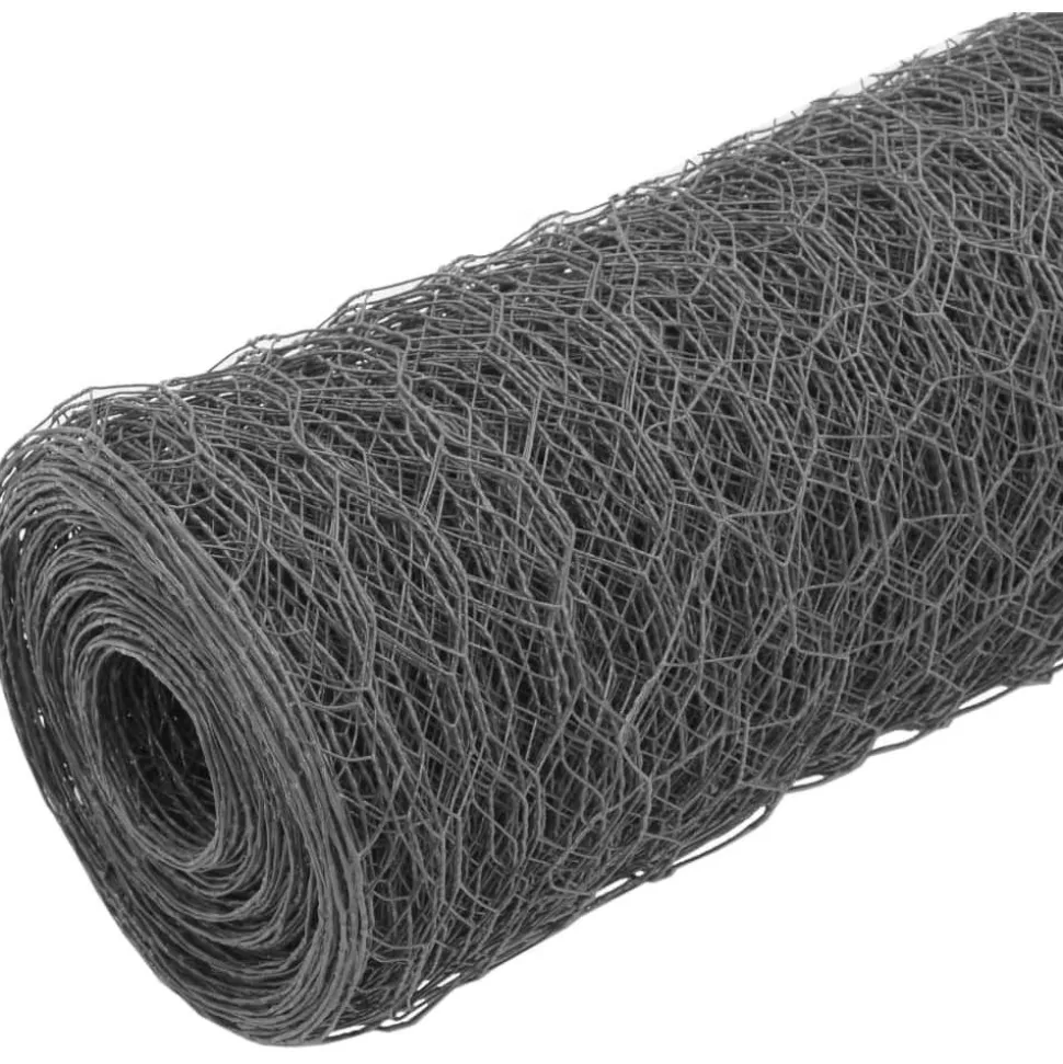 Kanaverkko teräs PVC pinnoitteella silmäkoko 50mm 25x0.75m harmaa