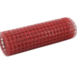 Kanaverkko 12x12mm galvanoitu teräs 25x0.5m punainen