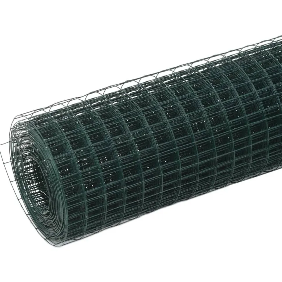 Kanaverkko 12x12mm galvanoitu teräs 25x0.5m vihreä