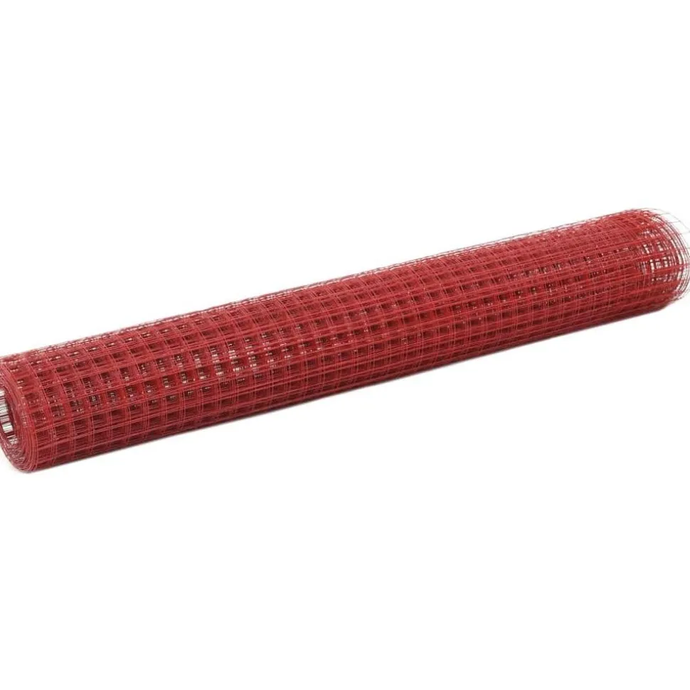 Kanaverkko 19x19mm teräs PVC pinnoitteella 10x1m punainen
